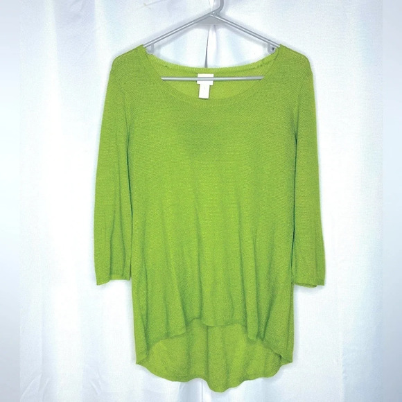 Chico’s | NWOT Sheer Gauze 3/4 Sleeve Top | Chicos Sz 1 (US Small) Oversized - Picture 1 of 8